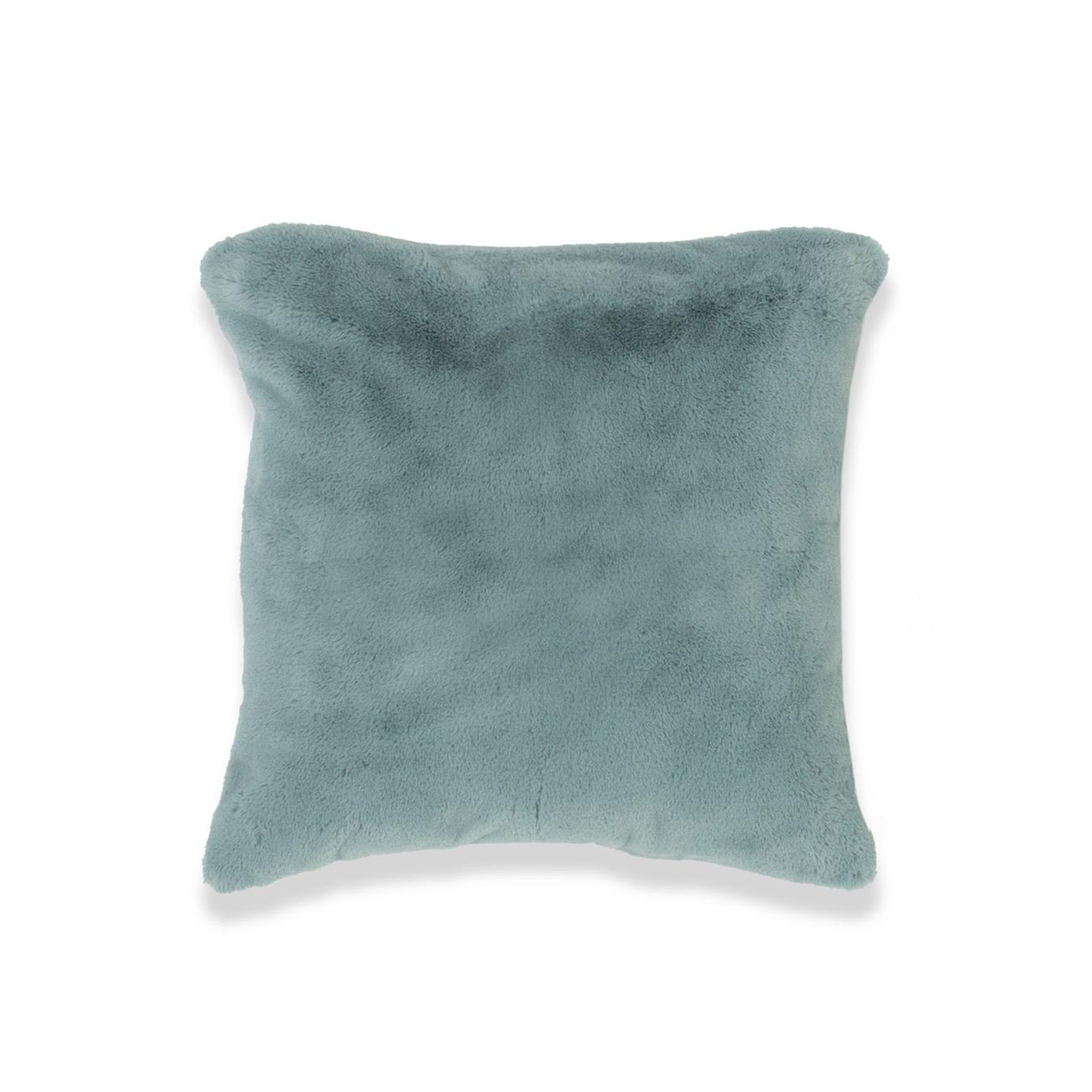 Soft Blue Faux Rabbit Fur Poly Pillow 20"W x 20"H