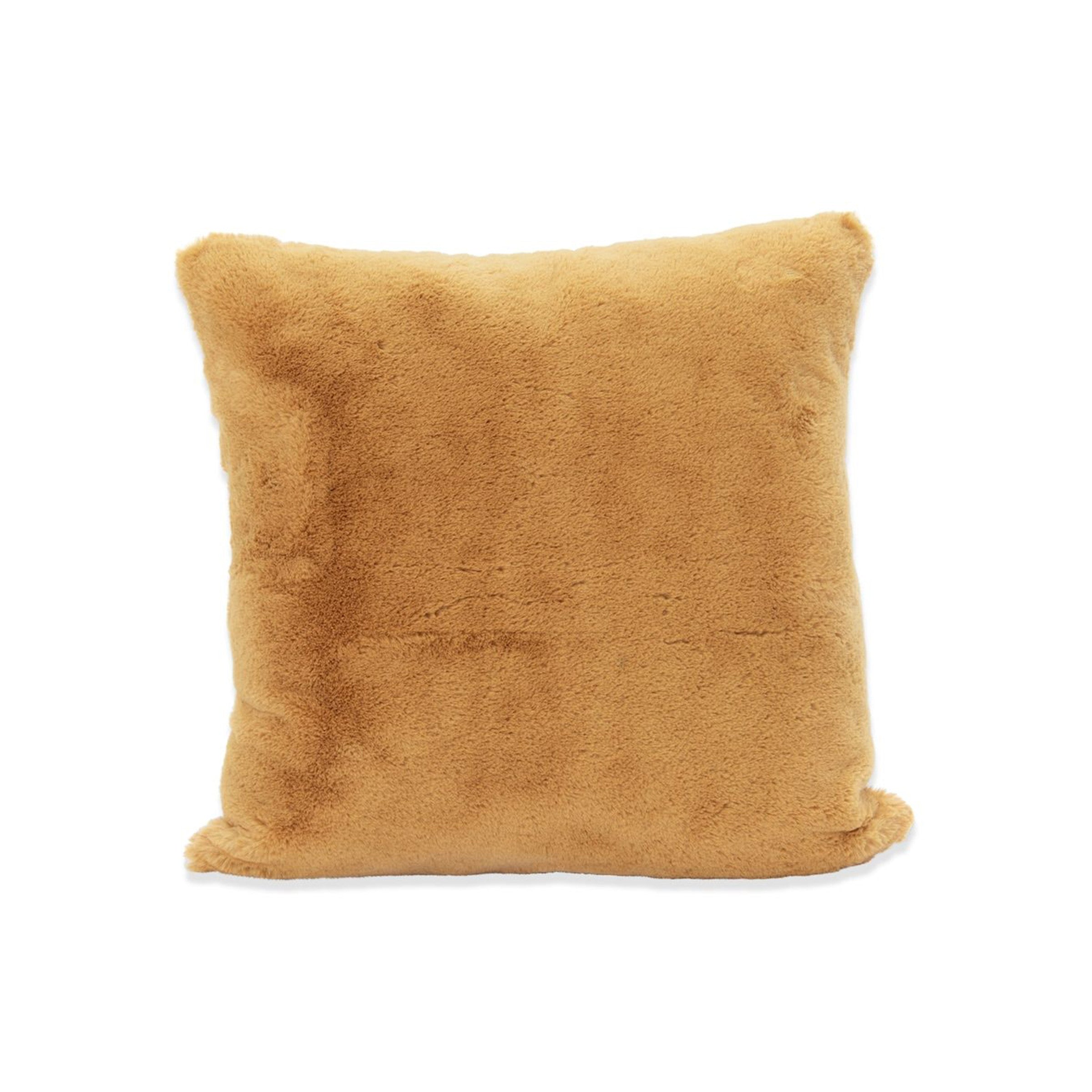 Gold Faux Rabbit Fur Poly Pillow 20"W x 20"H
