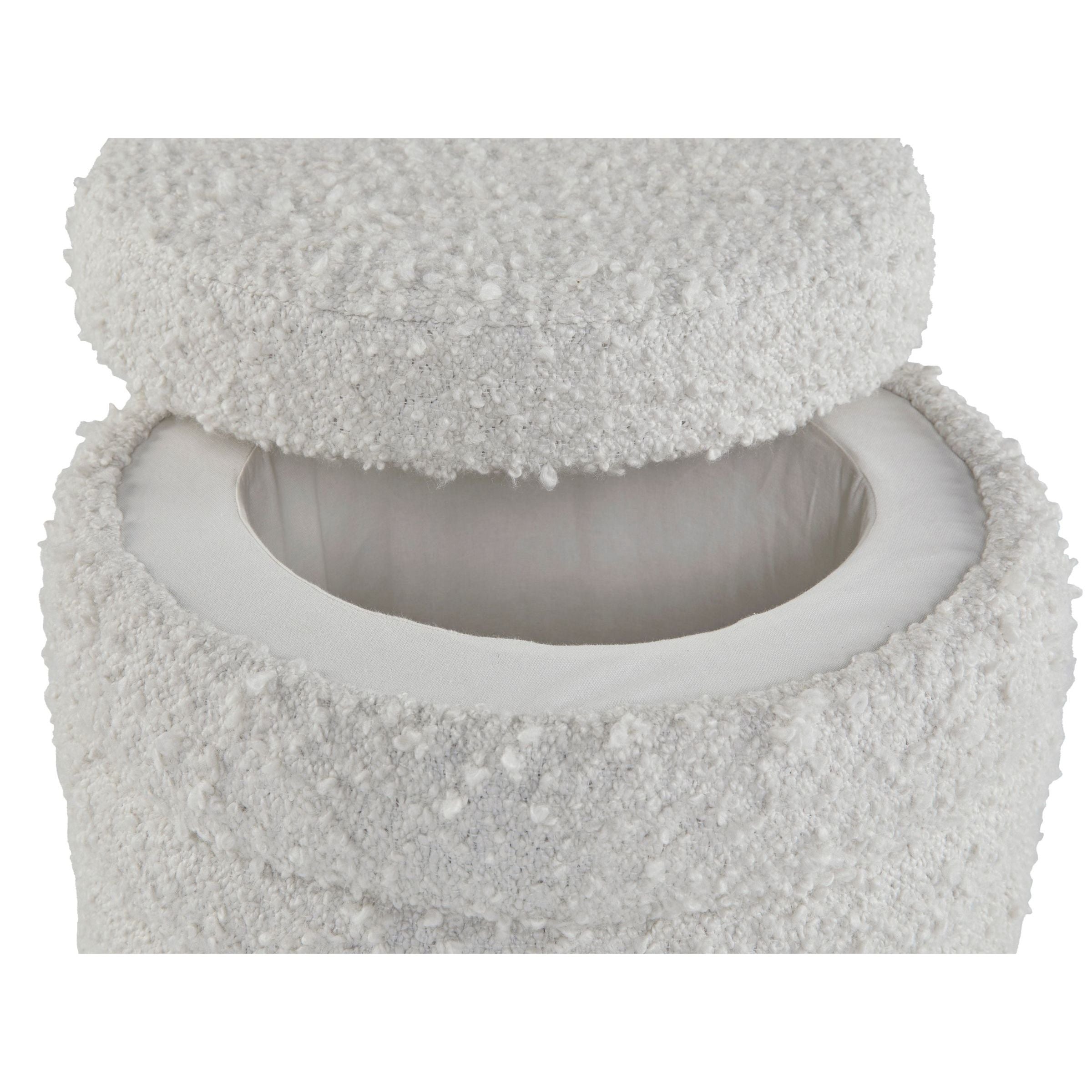 Ivory Storage Pouf 18"W x 17"H