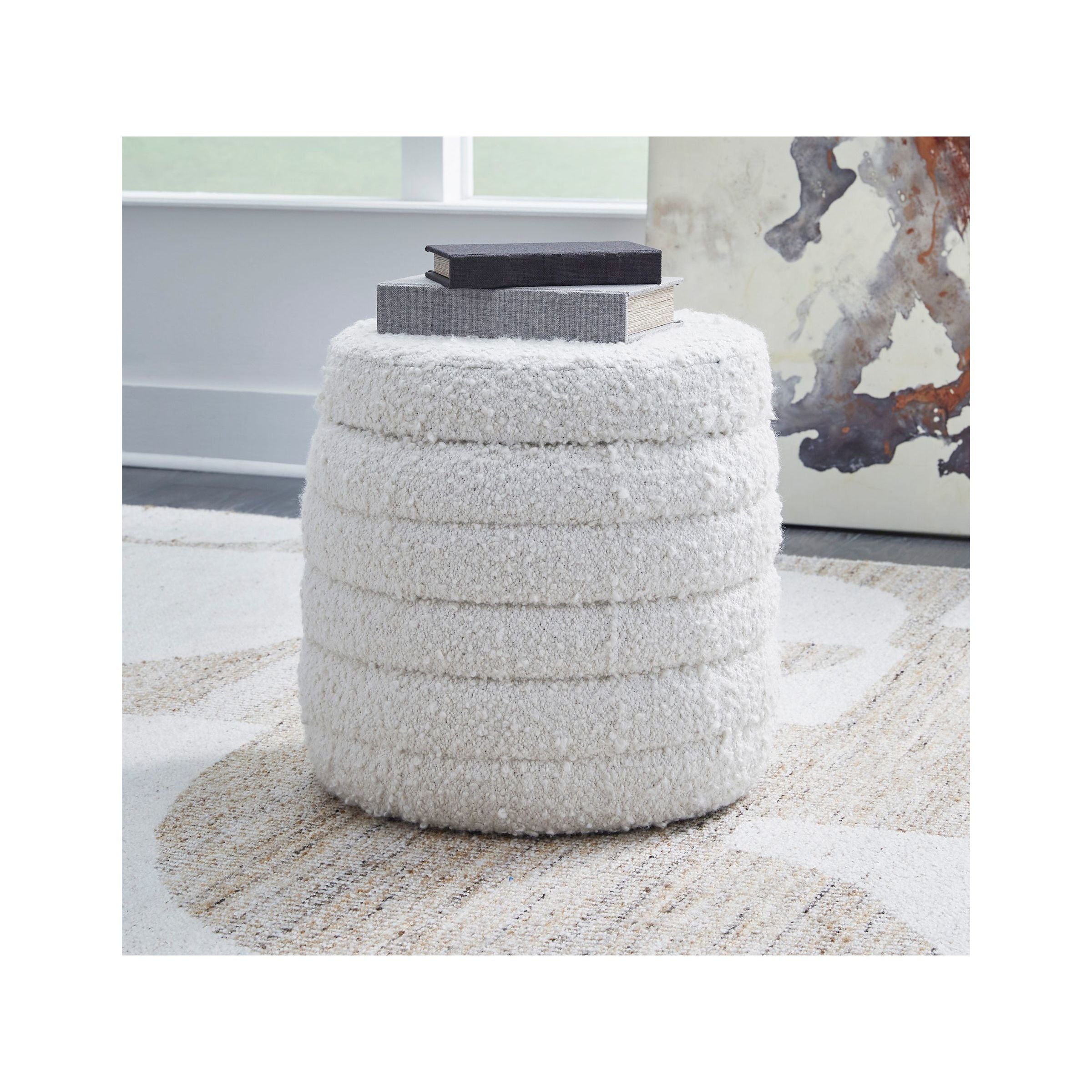 Ivory Storage Pouf 18"W x 17"H