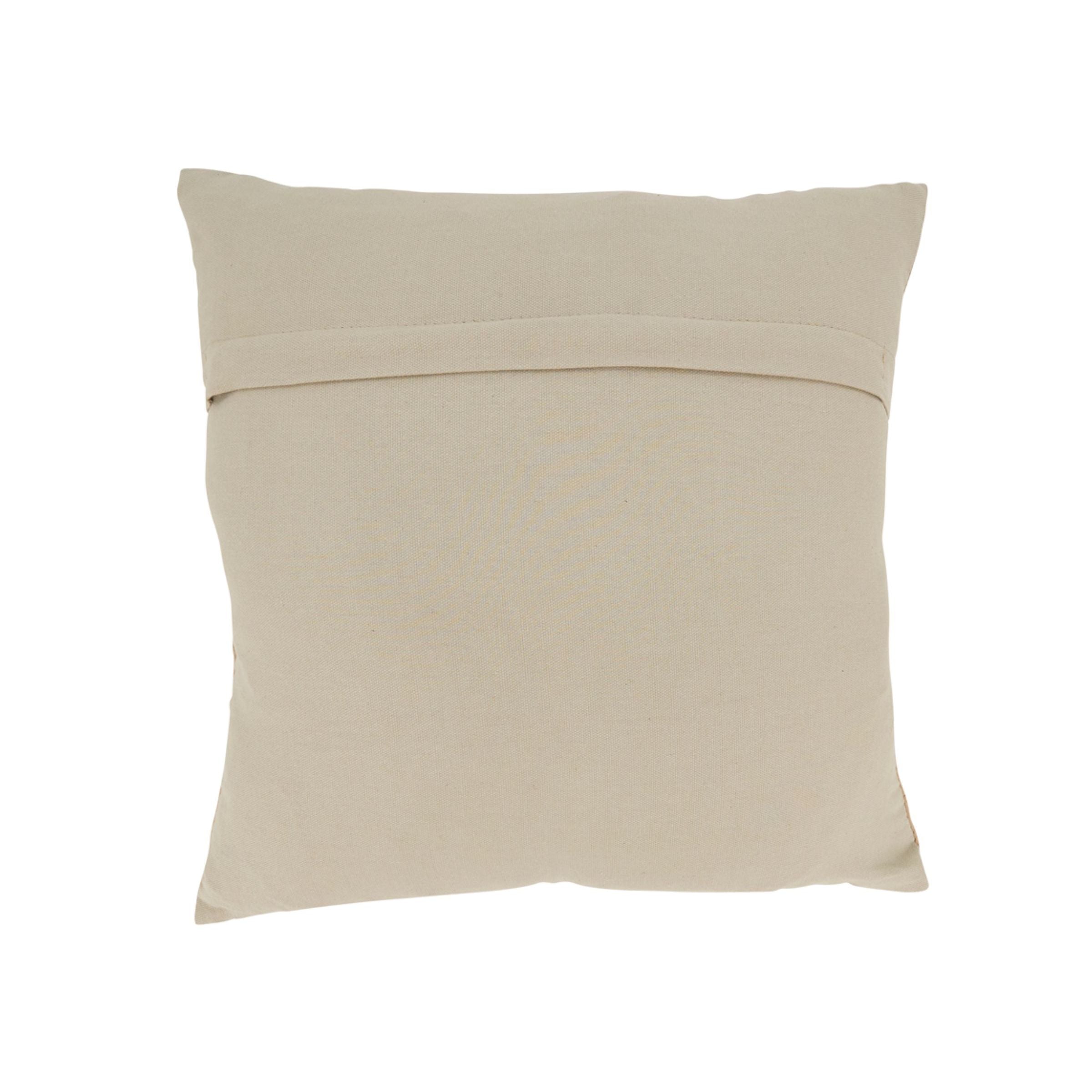 Natural Patchwork Leather Tasseled Poly Pillow 16"W x 16"H