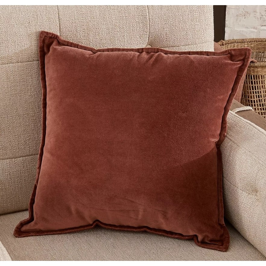 Rust Velvet Poly Pillow 18"W x 18"H