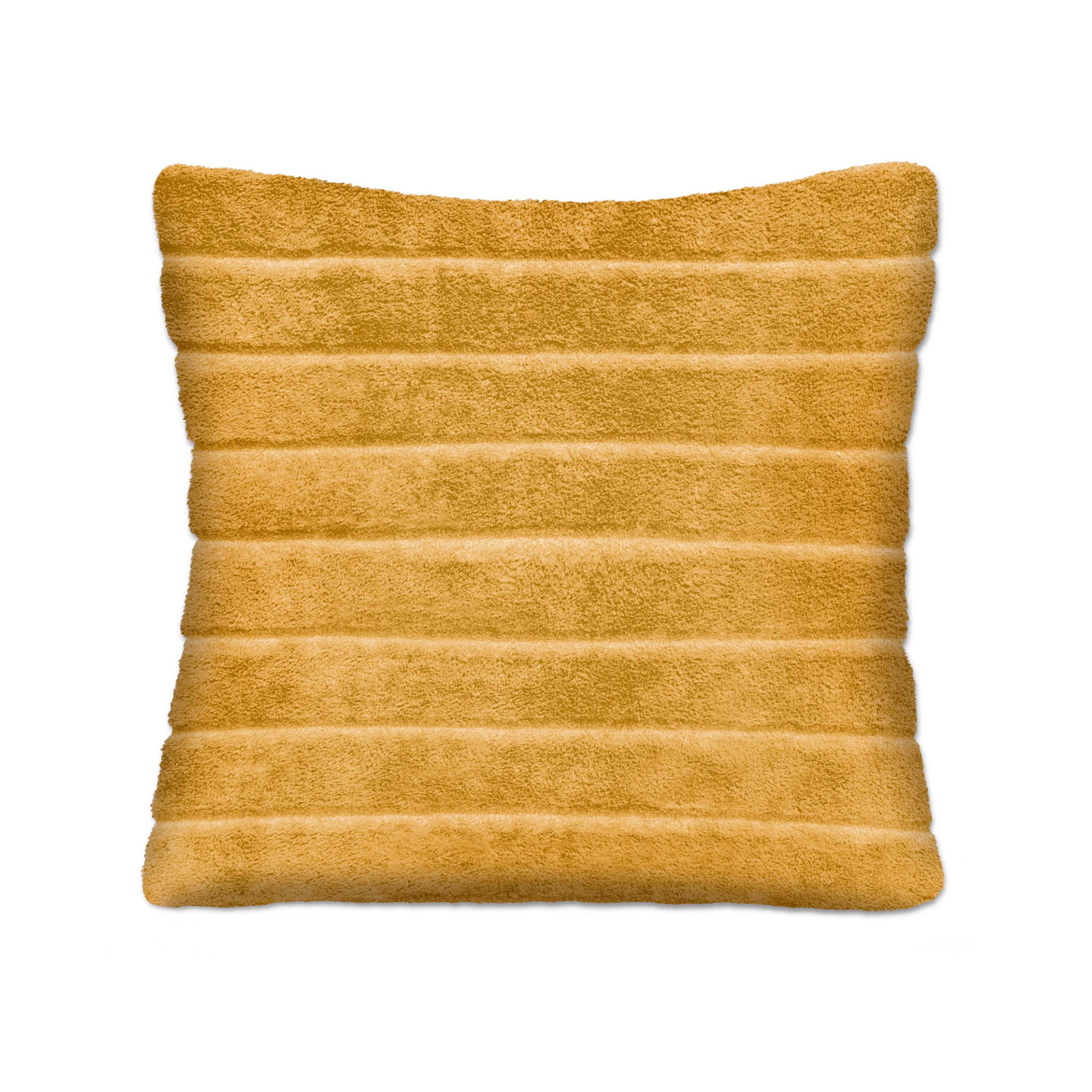 Mustard Ribbed Faux Fur Poly Pillow 17"W x 17"H