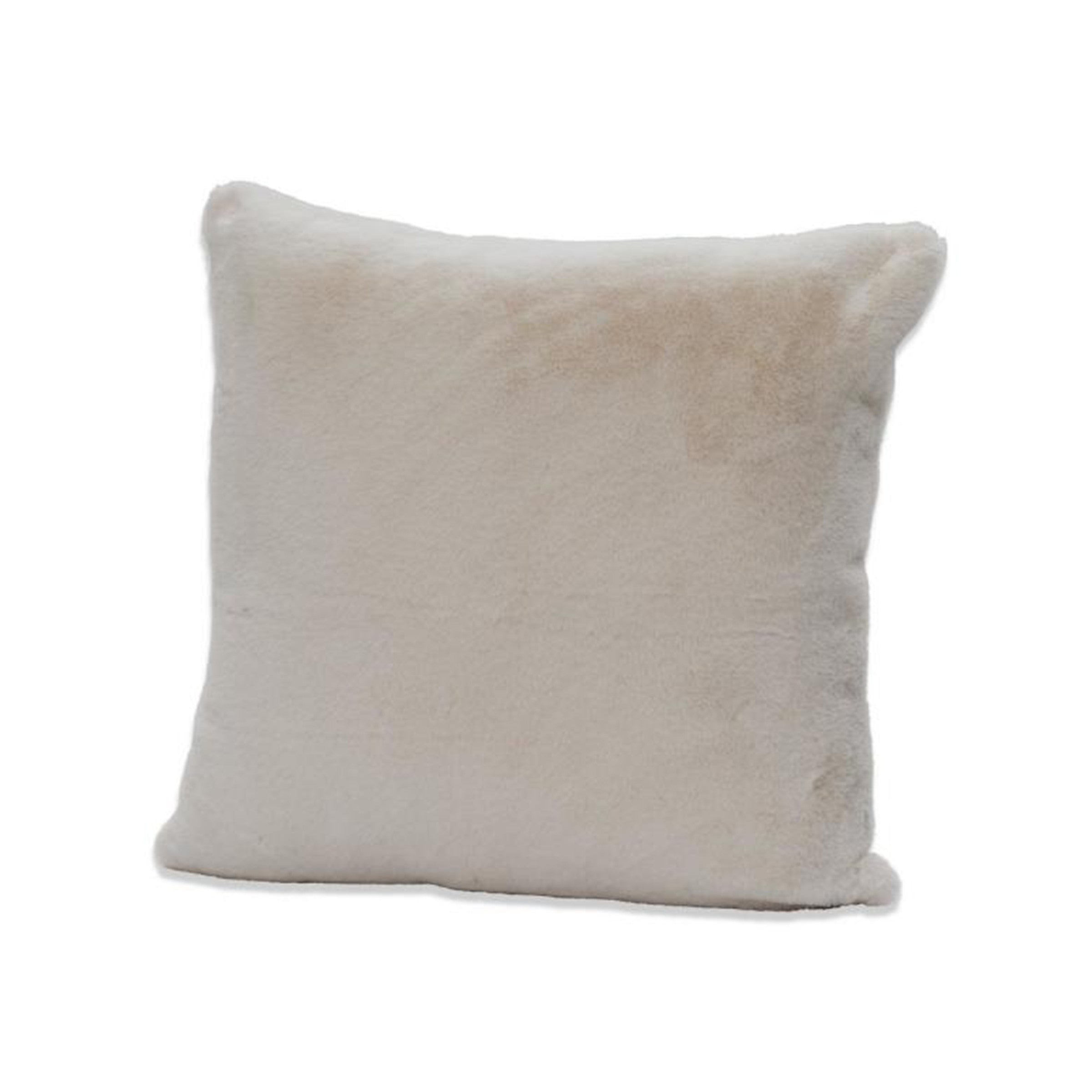 White Faux Rabbit Fur Poly Pillow 20"W x 20"H
