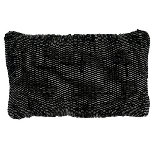Rectangular black textured throw pillow