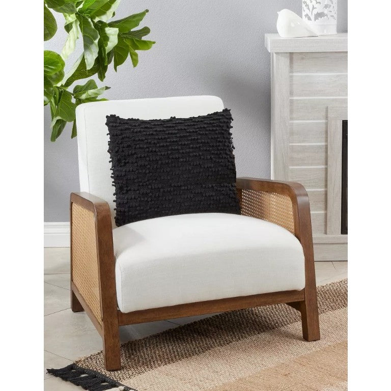 Black Nubby Down Pillow 20"W x 20"H