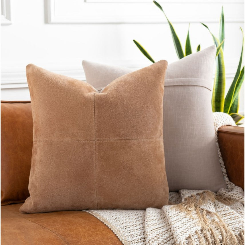 Camel Suede Poly Pillow 20"W x 20"H