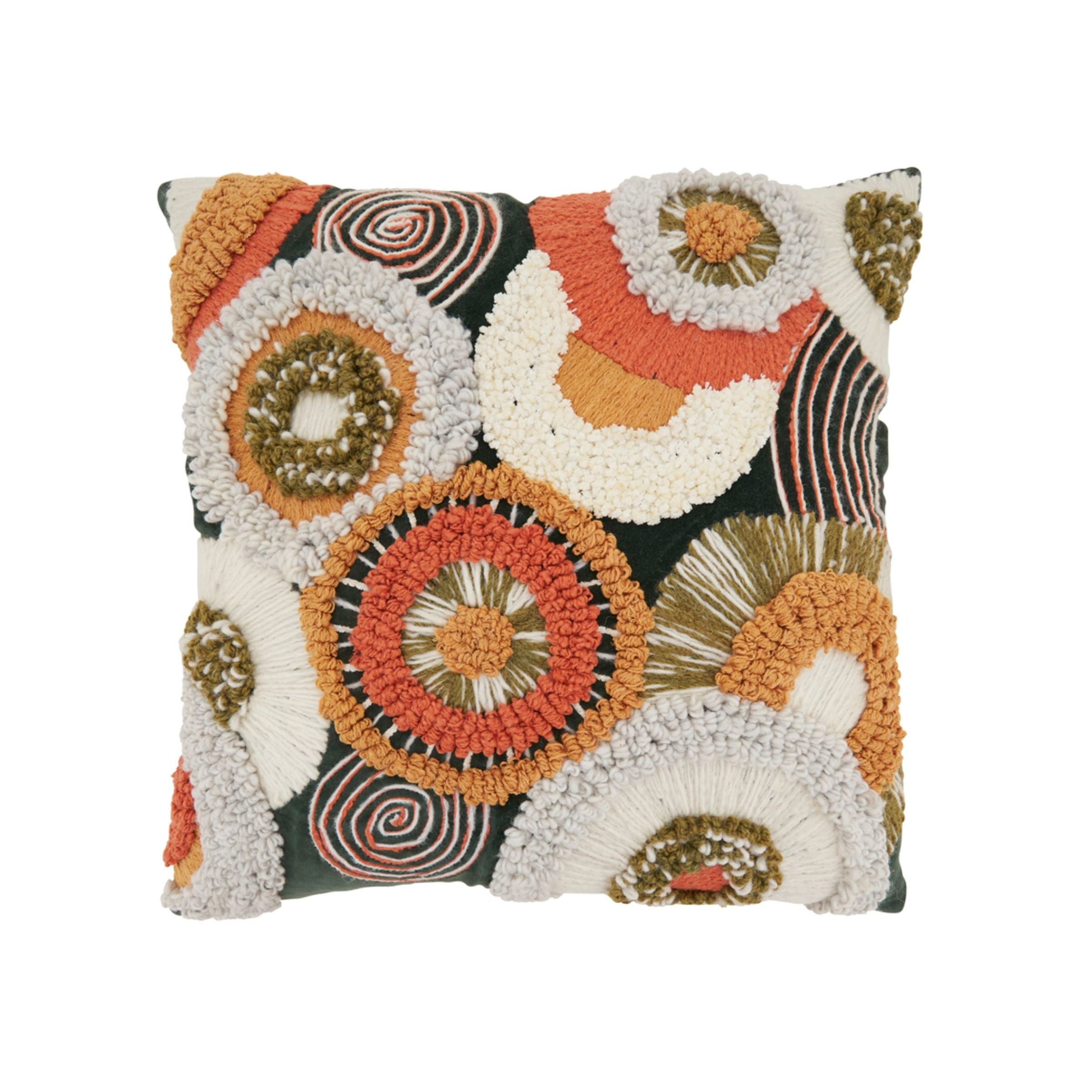 Multi Velvet Boho Circles Poly Pillow 20"W x 20"H