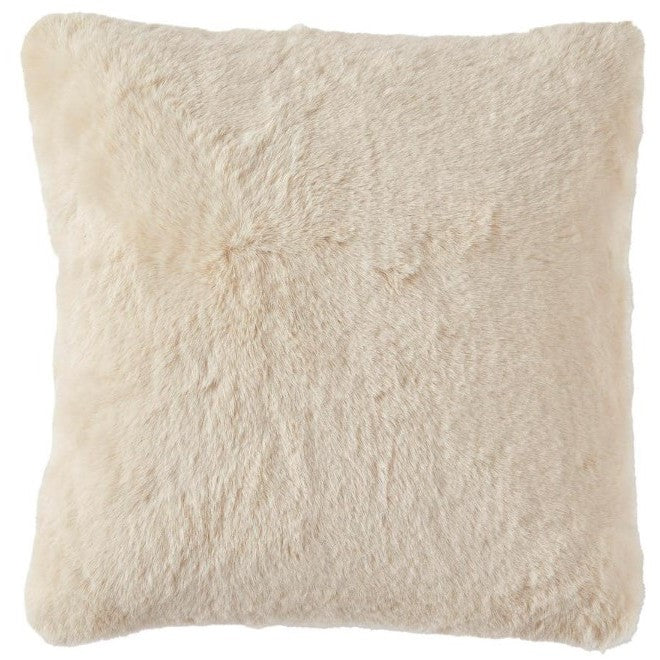 Cream Faux Rabbit Fur Poly Pillow 20"W x 20"H