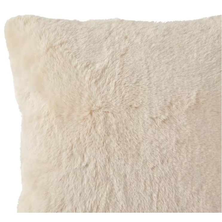 Cream Faux Rabbit Fur Poly Pillow 20"W x 20"H