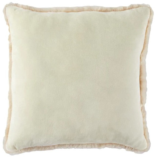 Cream Faux Rabbit Fur Poly Pillow 20"W x 20"H