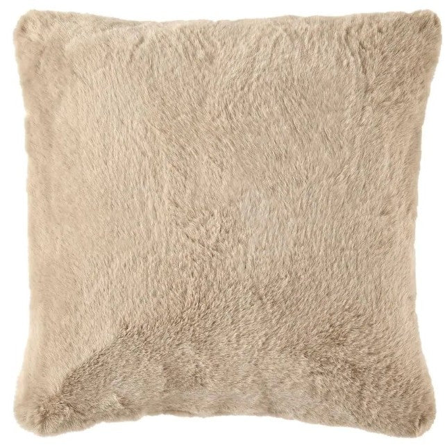 Taupe Faux Rabbit Fur Poly Pillow 20"W x 20"H