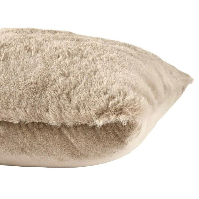Taupe Faux Rabbit Fur Poly Pillow 20"W x 20"H