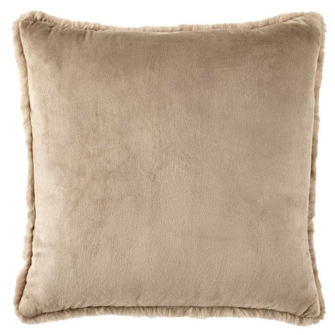 Taupe Faux Rabbit Fur Poly Pillow 20"W x 20"H