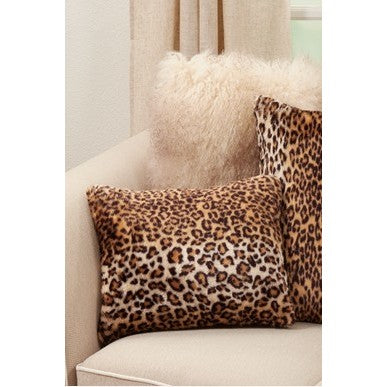 Cheetah Print Faux Fur Poly Pillow 20"W x 12"H