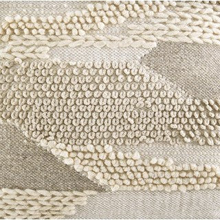 Beige and Grey Textured Pouf 23"W x 14"H