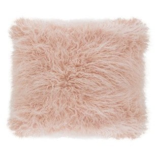 Rose Faux Mongolian Fur Poly Pillow 18"W x 18"H