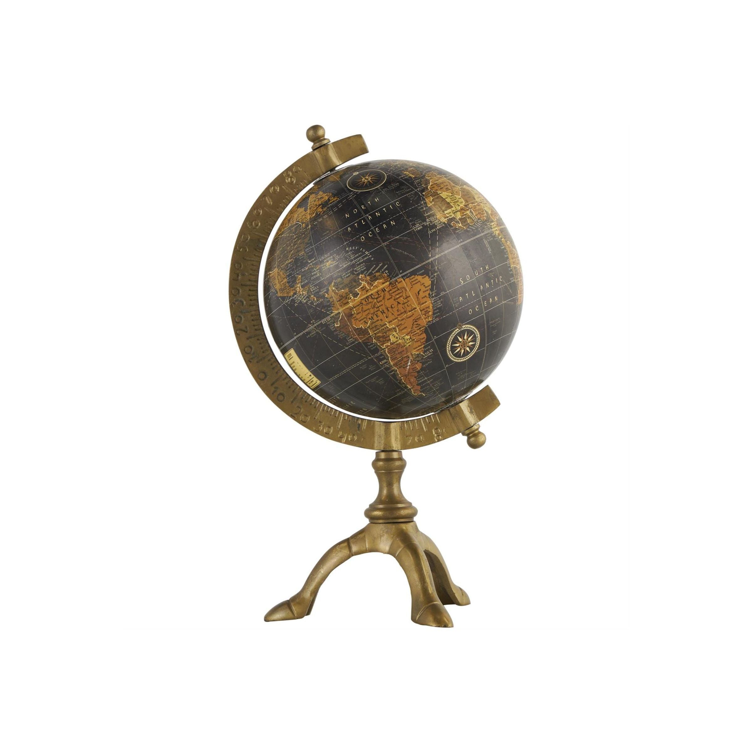 Black Globe On Metal Stand 7"W x 12"H