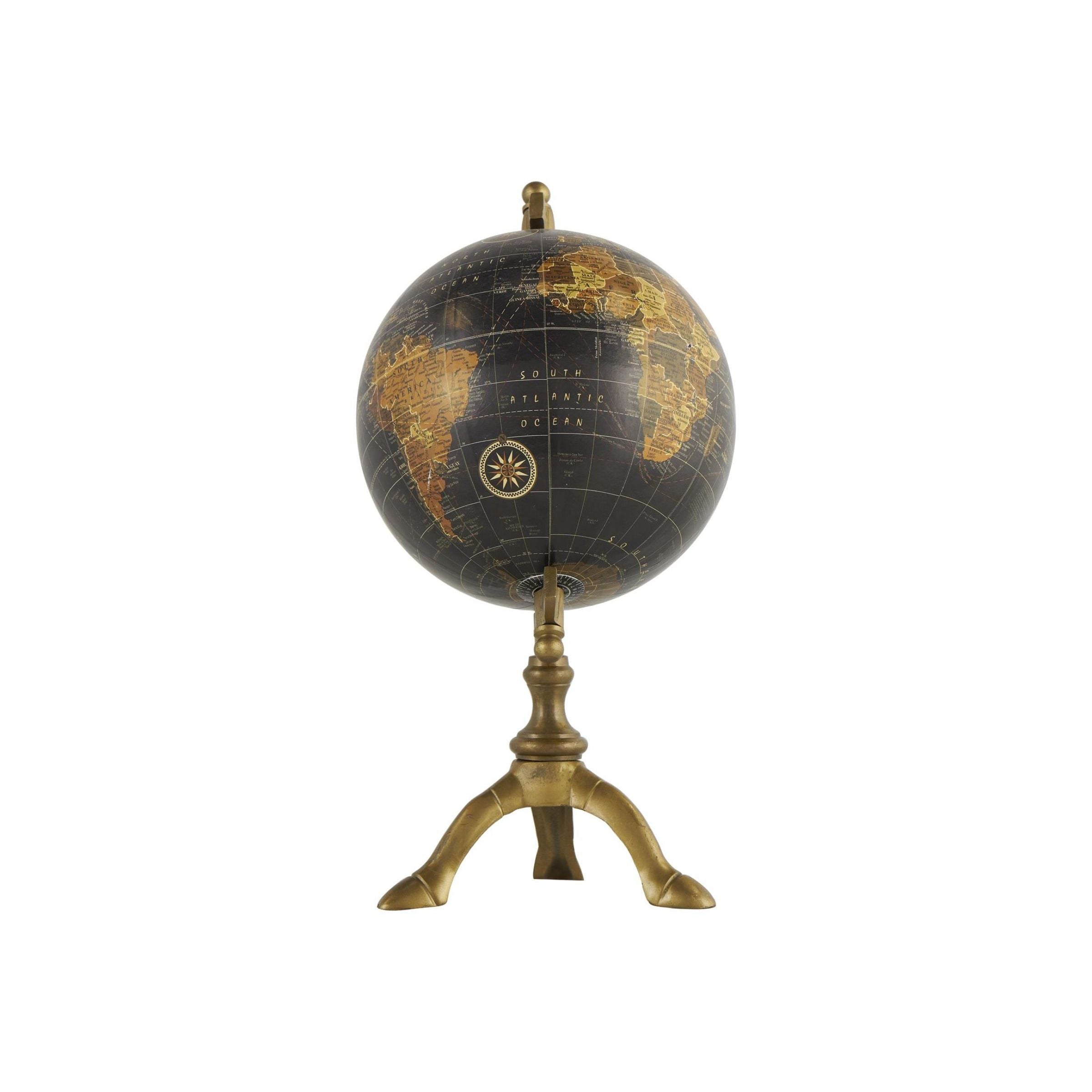 Black Globe On Metal Stand 7"W x 12"H