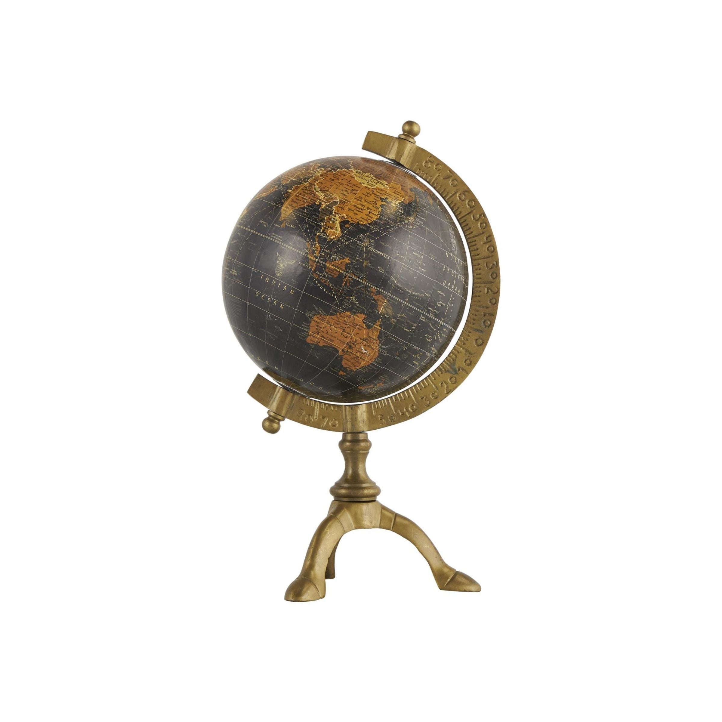 Black Globe On Metal Stand 7"W x 12"H