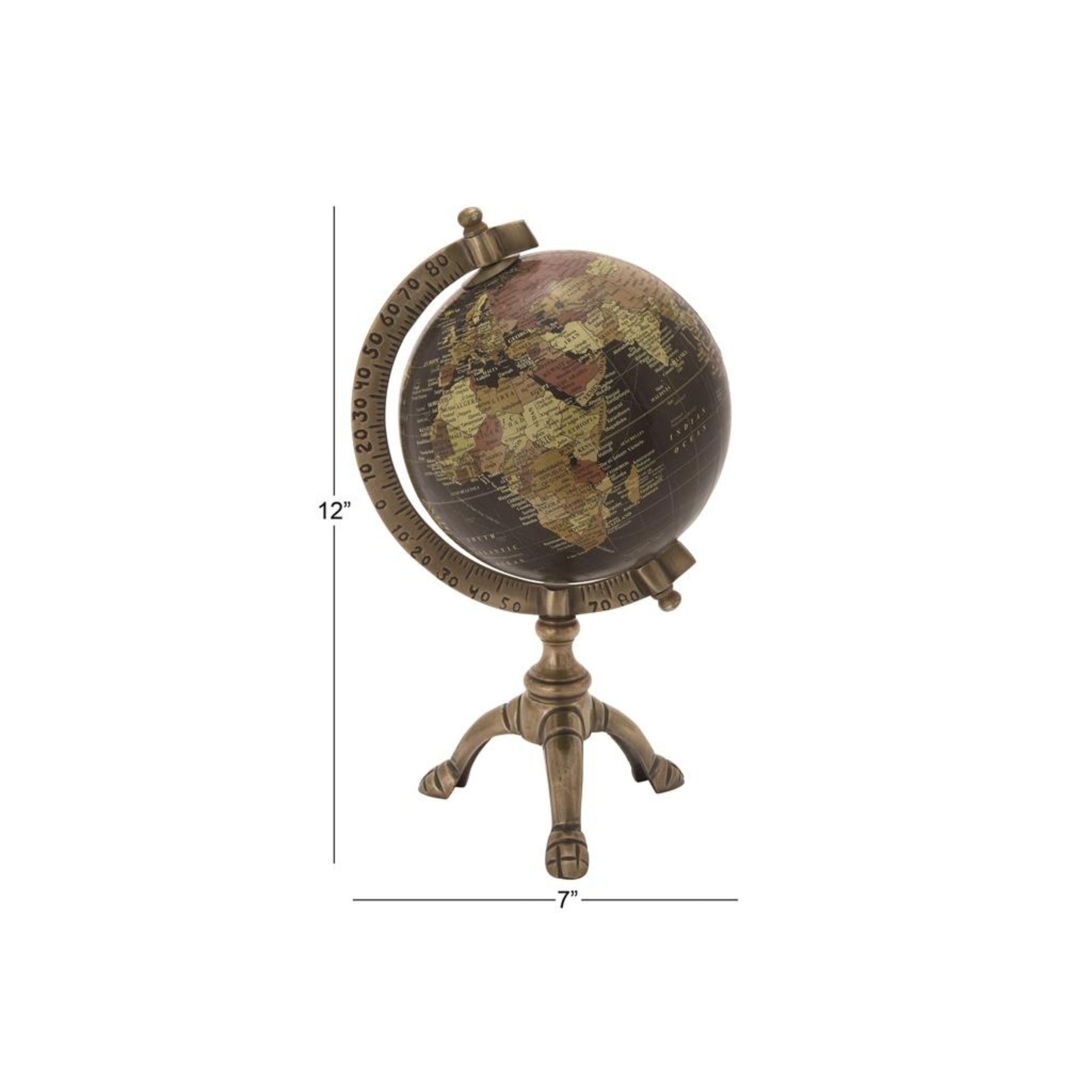 Black Globe On Metal Stand 7"W x 12"H