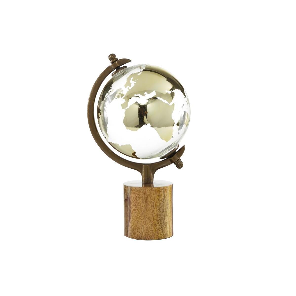 Glass and Wood Globe 8"W x 15"H