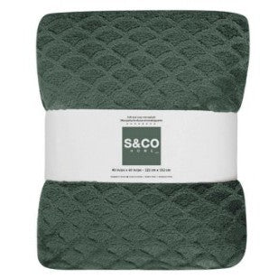 Dark Green Textured Scallop Throw 48"W x 60"L