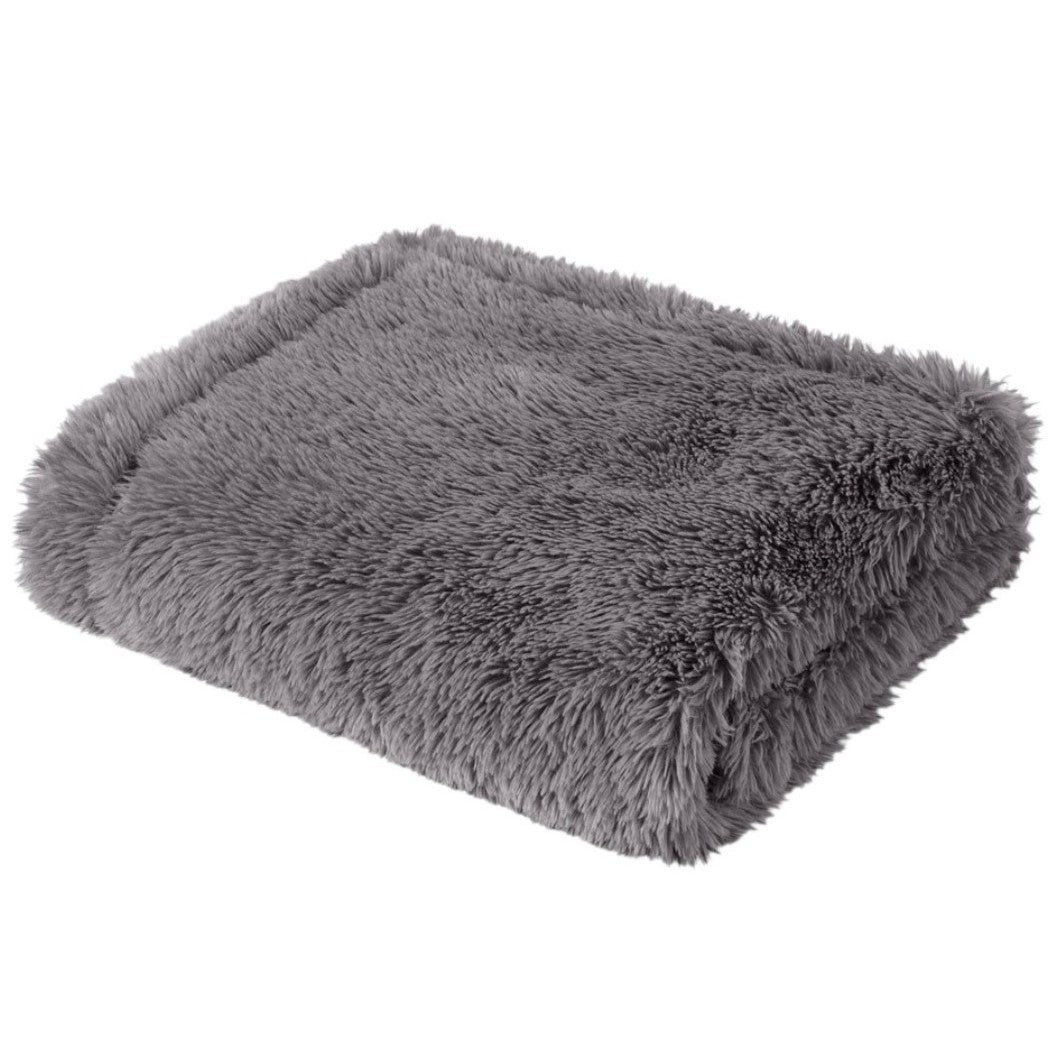 Grey Faux Fur Throw 50"W x 60"L