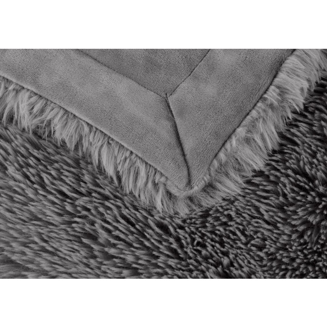Grey Faux Fur Throw 50"W x 60"L