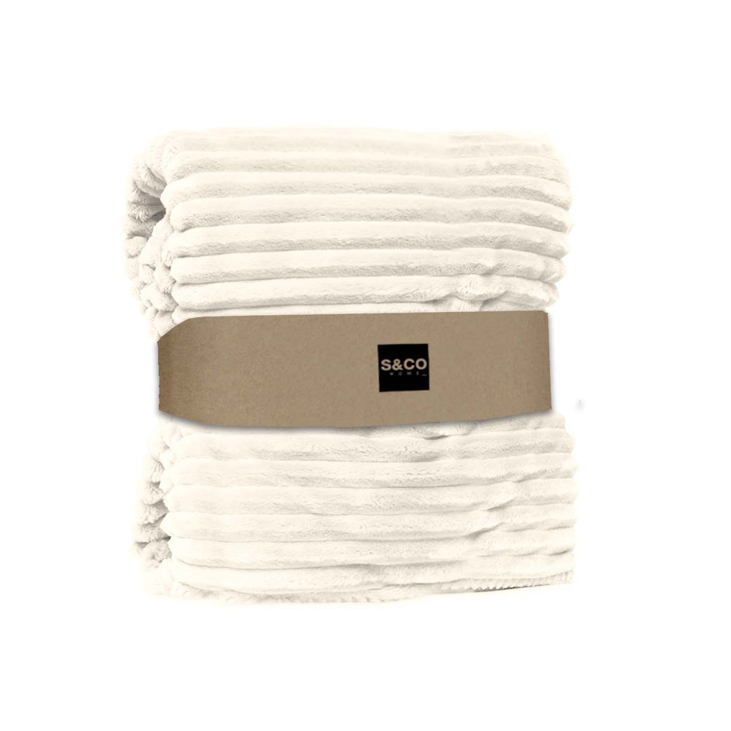 Ivory Chunky Soft Ribbed Throw 50"W x 60"L