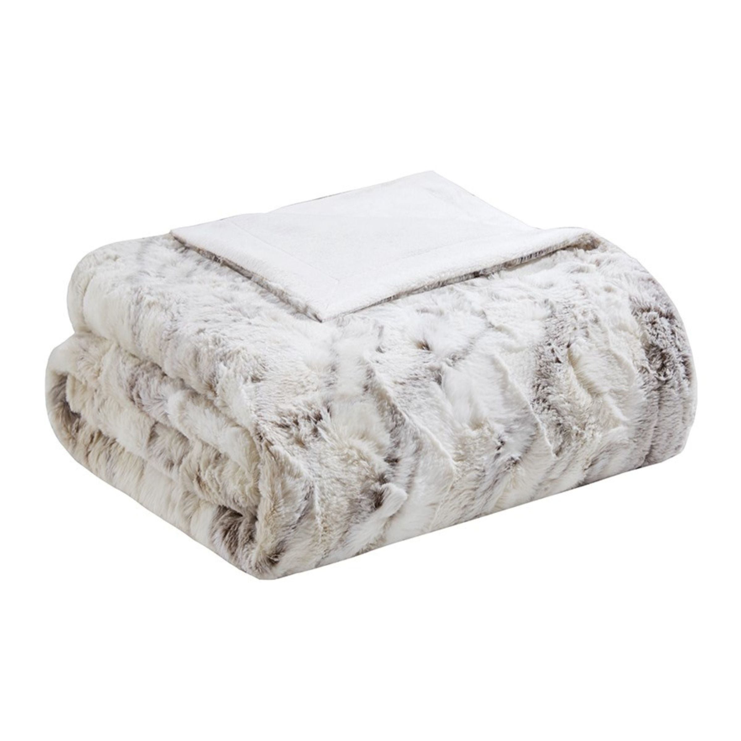 Natural Oversized Faux Fur Throw 60"W x 70"L
