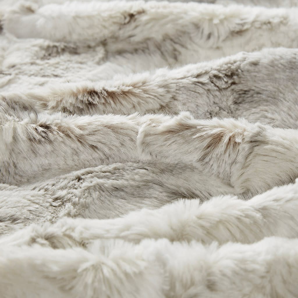 Natural Oversized Faux Fur Throw 60"W x 70"L