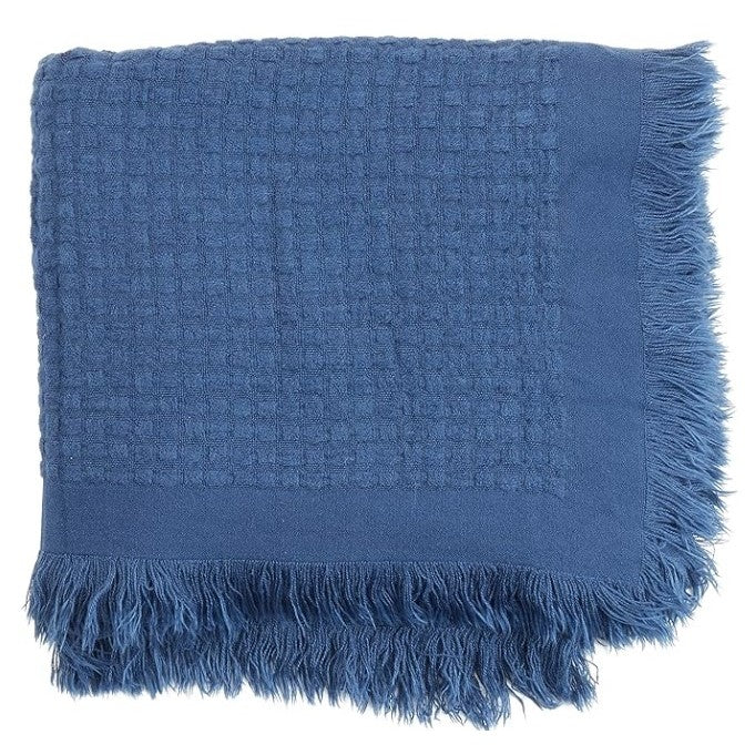 Navy Blue Waffle Weave Throw 50"W x 60"L