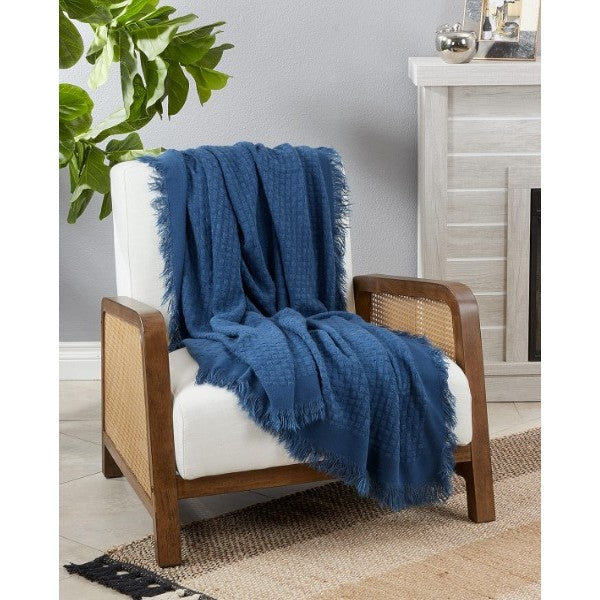 Navy Blue Waffle Weave Throw 50"W x 60"L