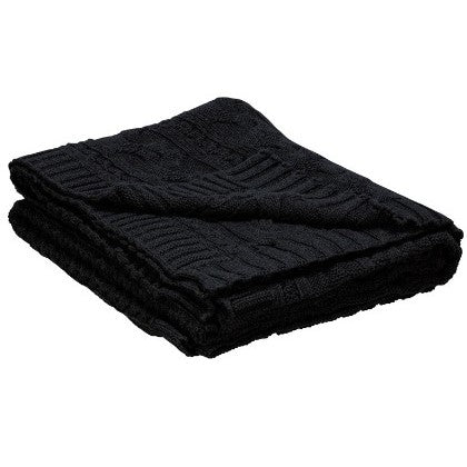 Black Cable Knit Throw 50"W x 60"L