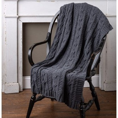 Black Cable Knit Throw 50"W x 60"L
