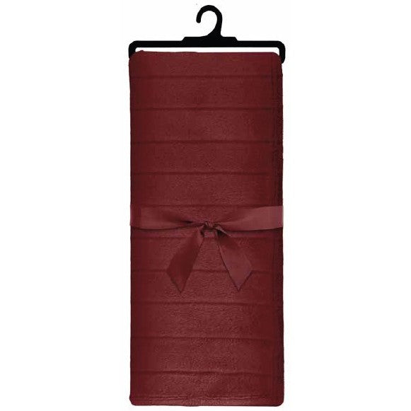Burgundy Ribbed Faux Fur Throw 48"W x 60"L