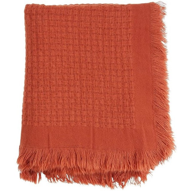 Rust Waffle Weave Throw 50"W x 60"L