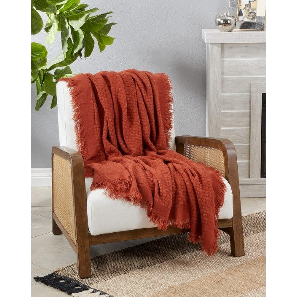 Rust Waffle Weave Throw 50"W x 60"L