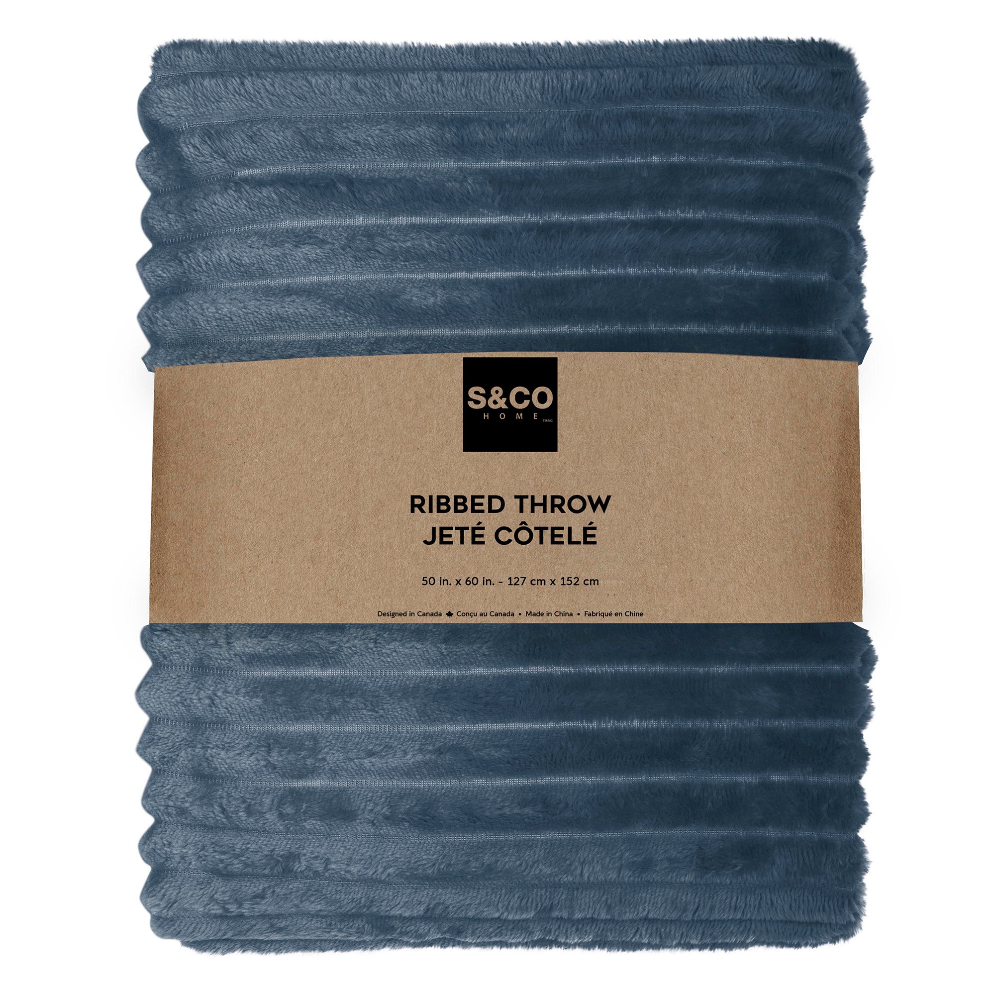 Drizzle Blue Chunky Soft Ribbed Throw 50"W x 60"L