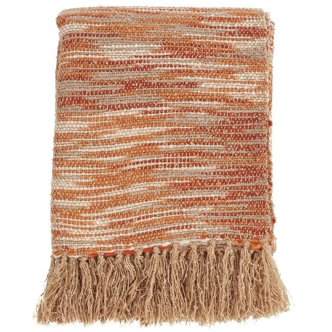 Rust Woven Chindi Throw 50"W x 60"L