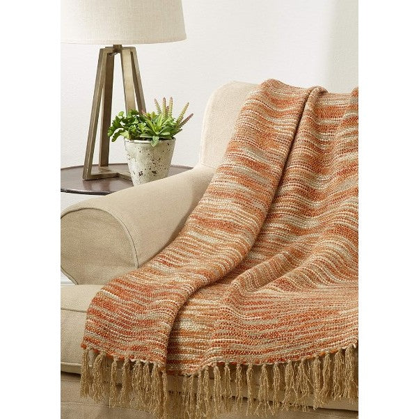 Rust Woven Chindi Throw 50"W x 60"L