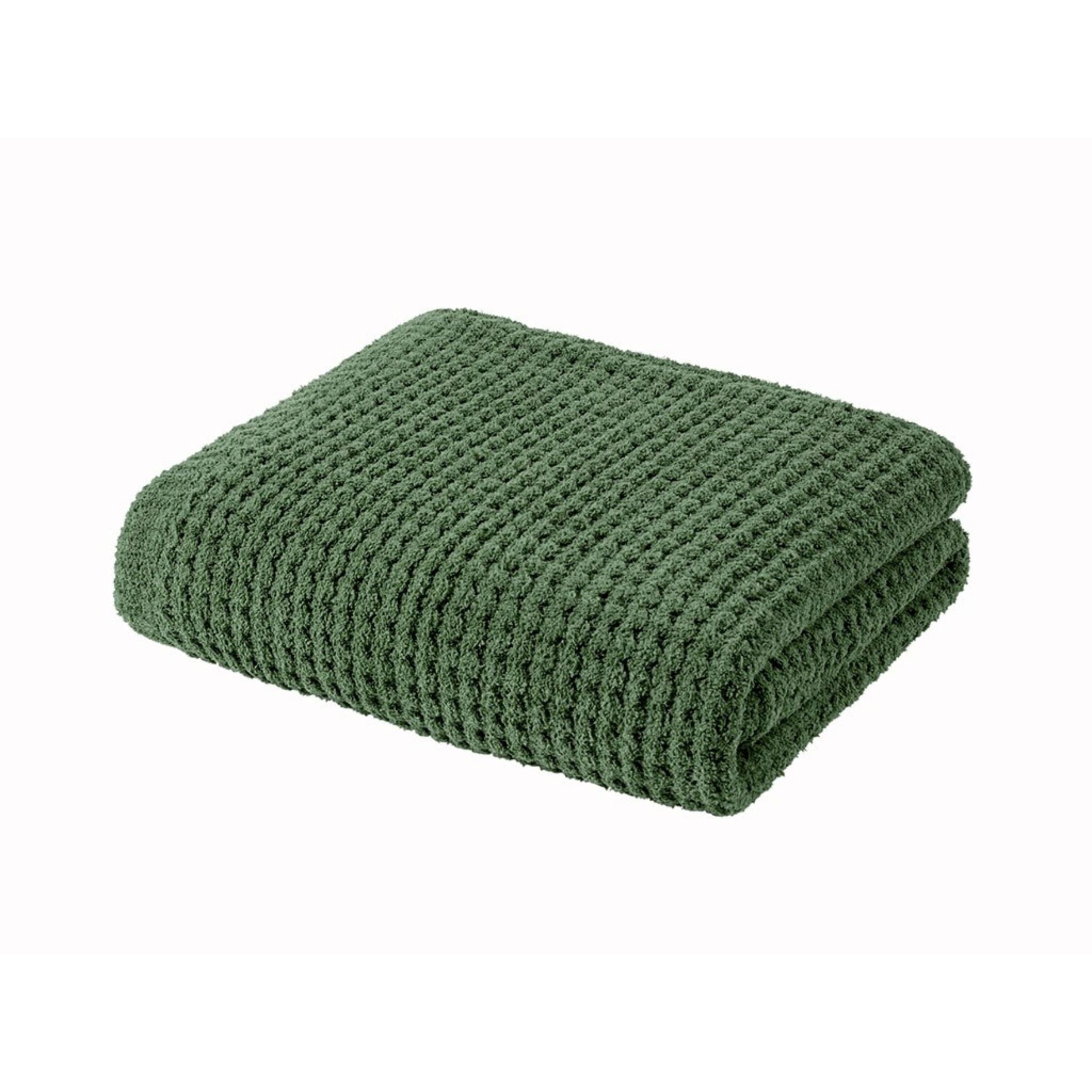 Green Knit and Sherpa Throw 50"W x 60"L