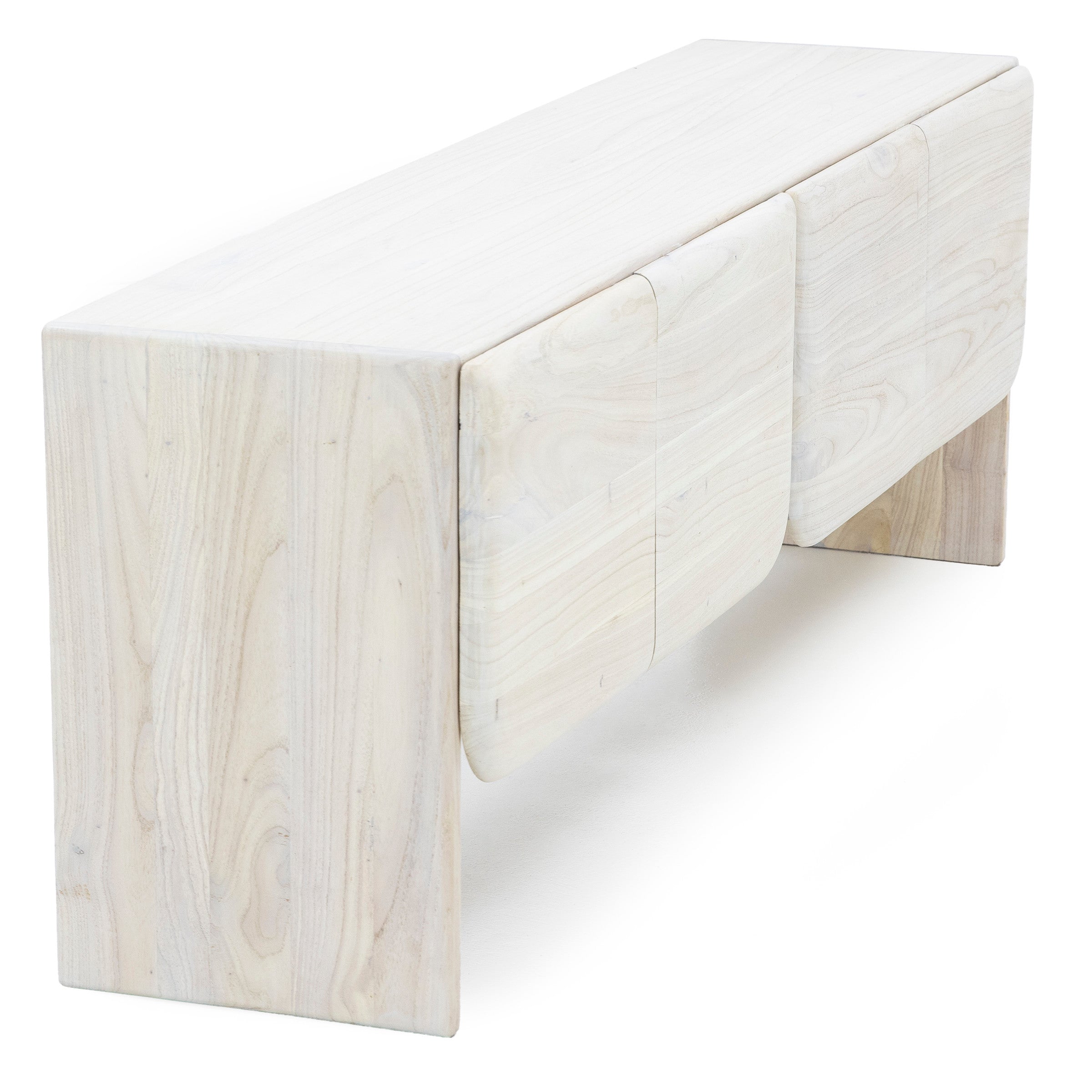 Light wood sideboard with rounded corners and minimalist design.