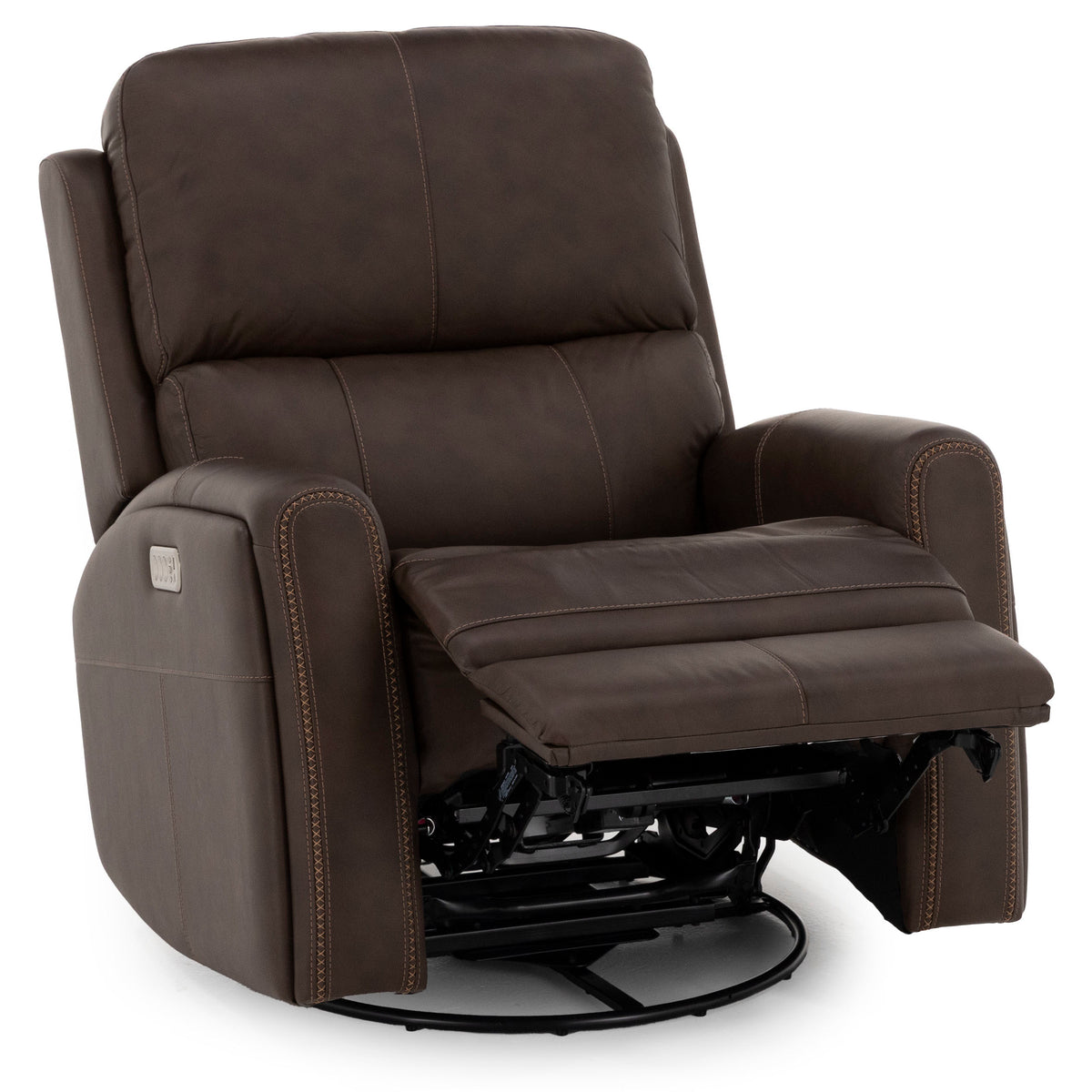 Flexsteel Landon Leather Fully Loaded Swivel Recliner With Heat and Massage