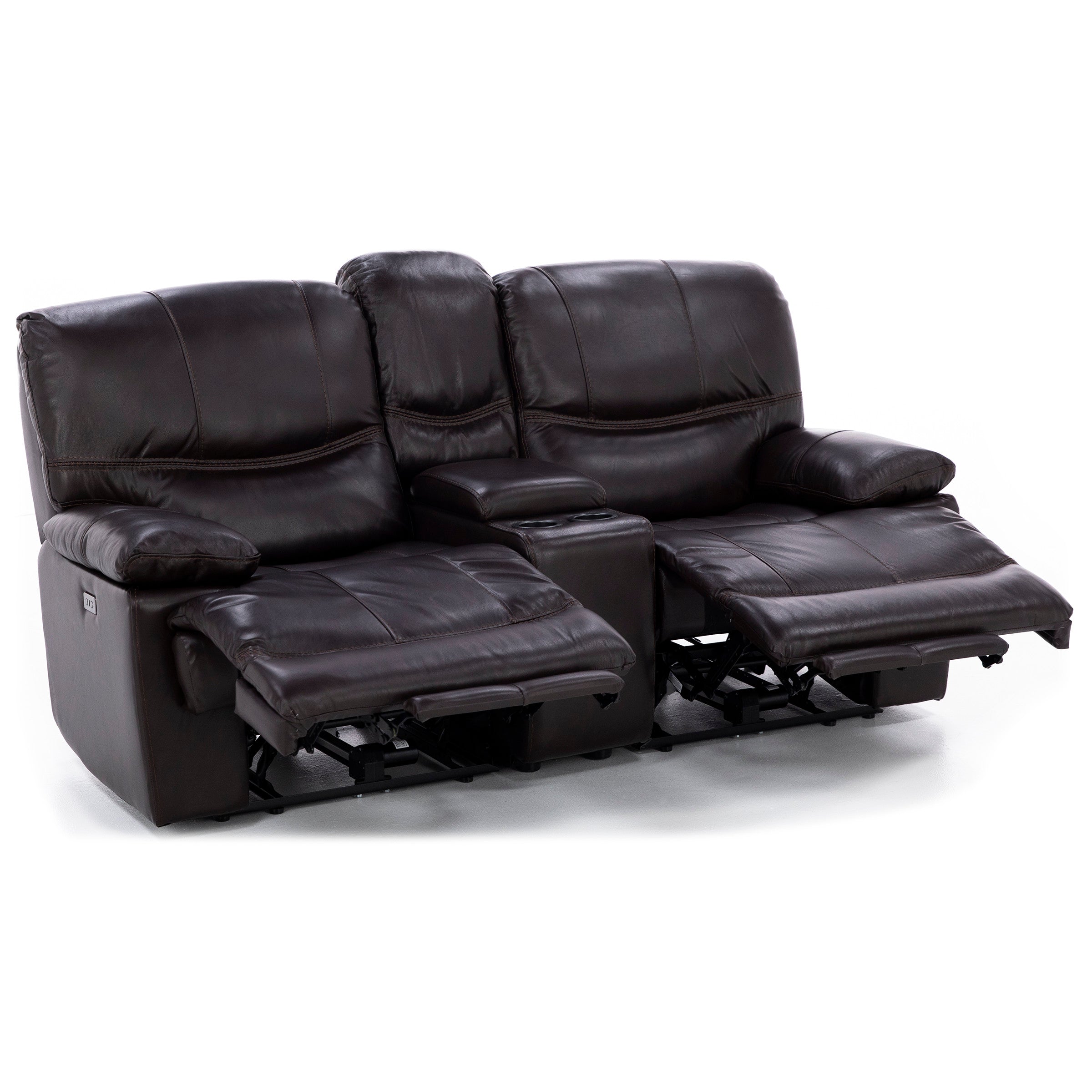 Denver 3-Pc. Leather Zero Gravity Power Reclining Console Loveseat