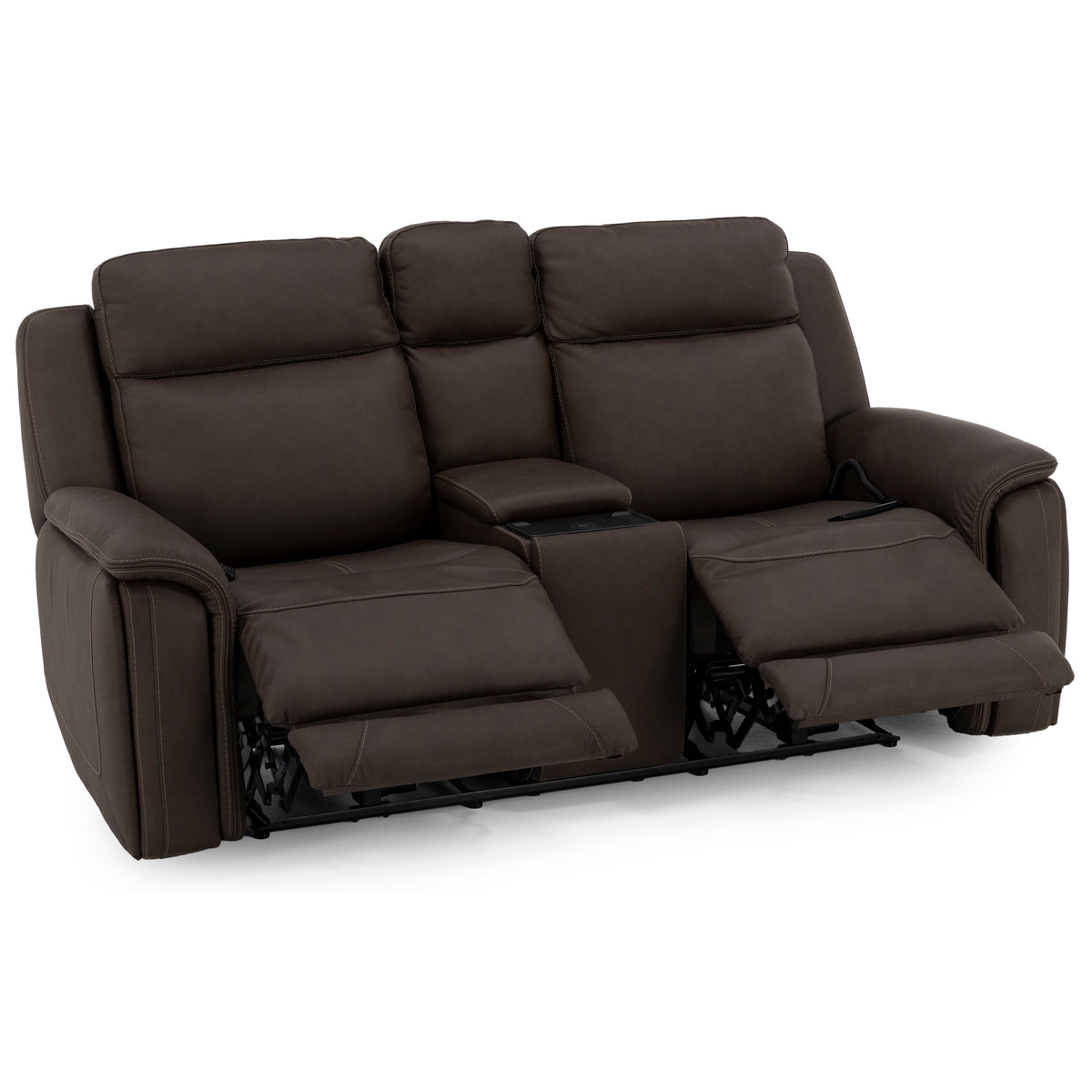 Isla Leather Fully Loaded Reclining Console Loveseat With Heat And Massage