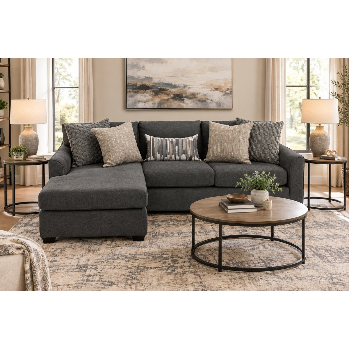 Irv Reversible Chaise Sofa With Drop Down Table