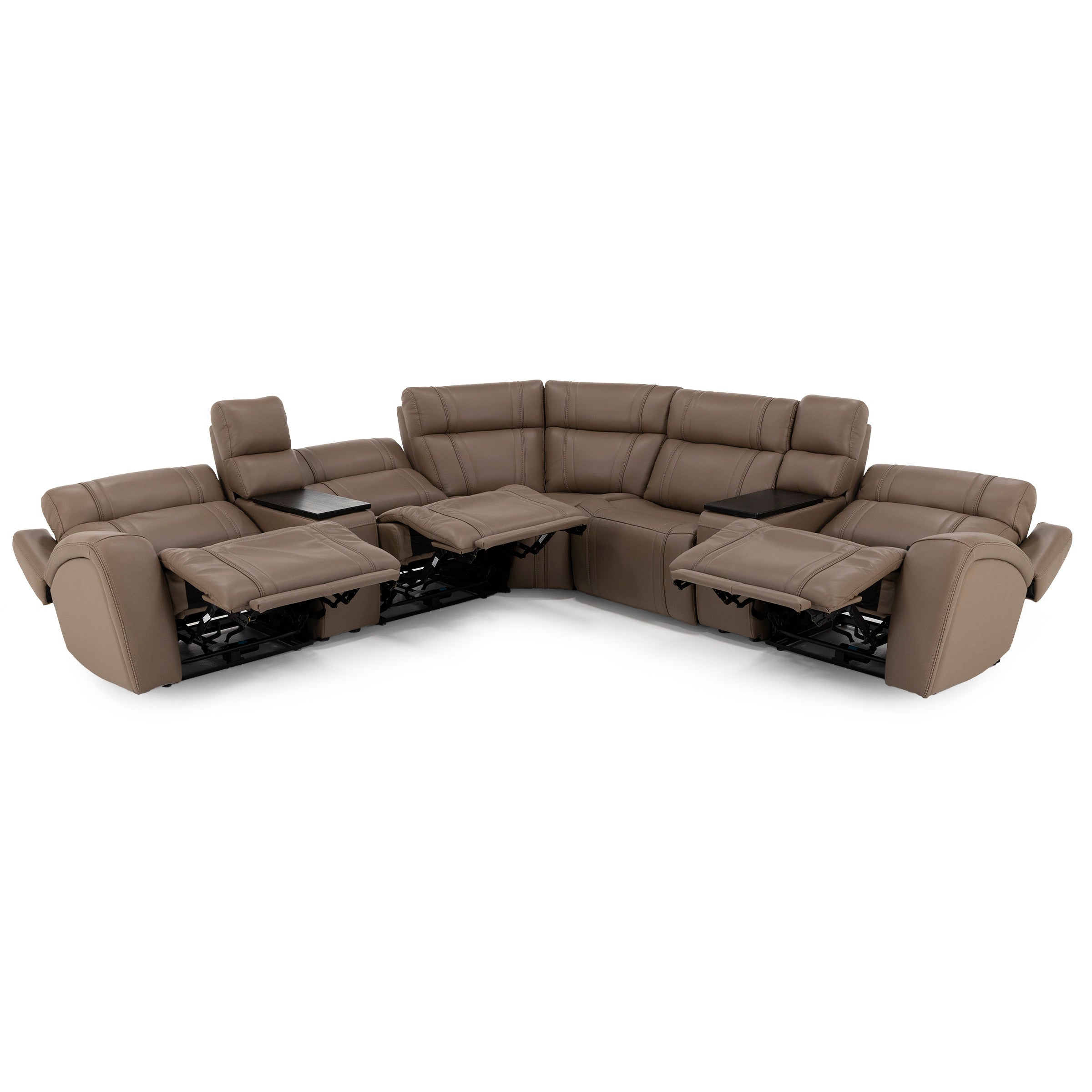 Maverick 7-Pc Leather Fully Loaded Reclining Modular With Drop Down Table And Massage