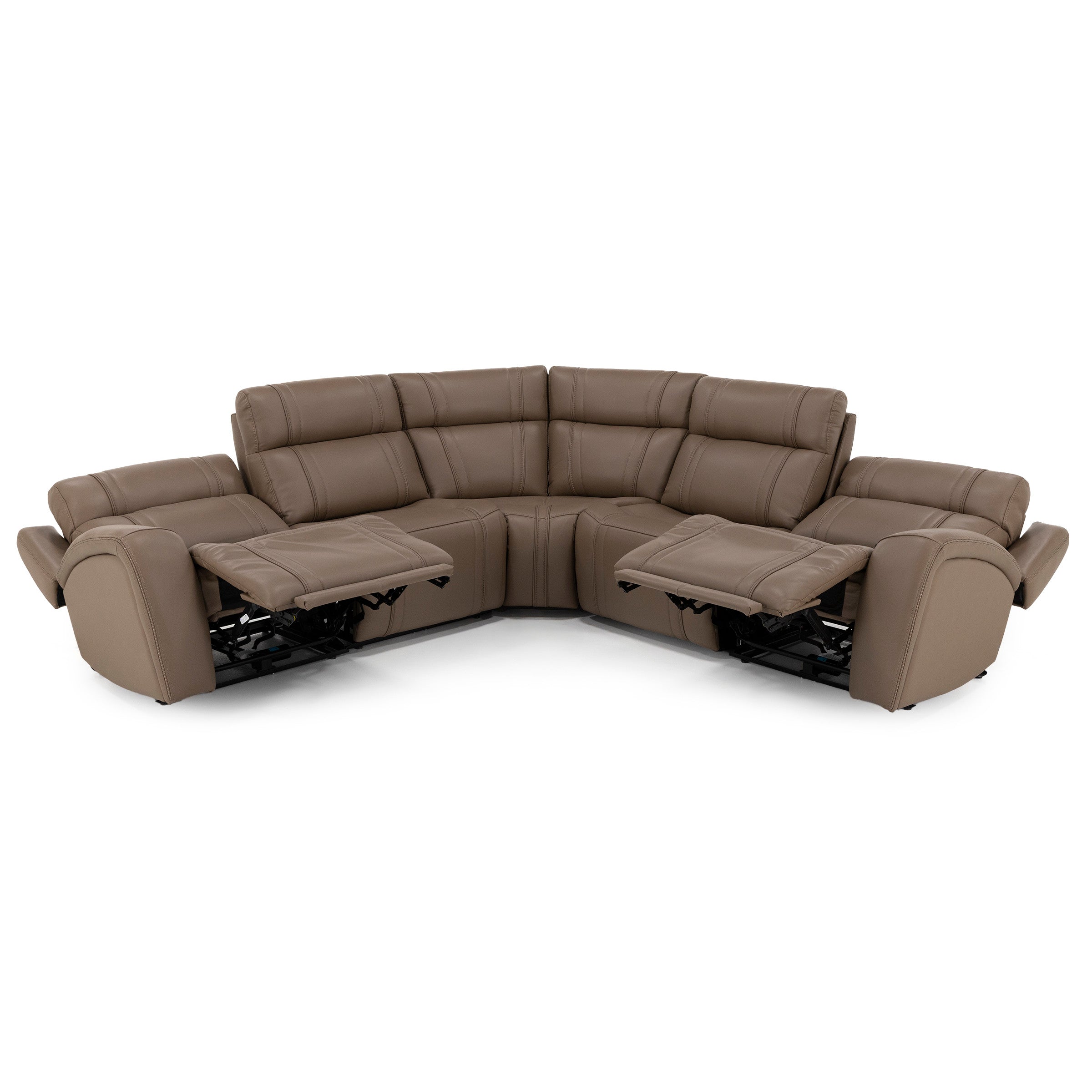 Maverick 5-Pc Leather Fully Loaded Reclining Modular With Drop Down Table And Massage